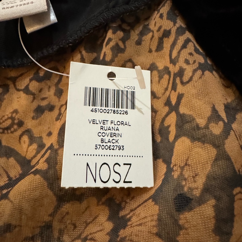 NWT Chico's Black/brown Velvet Floral Sheer Ruana Coverin - Picture 8 of 14